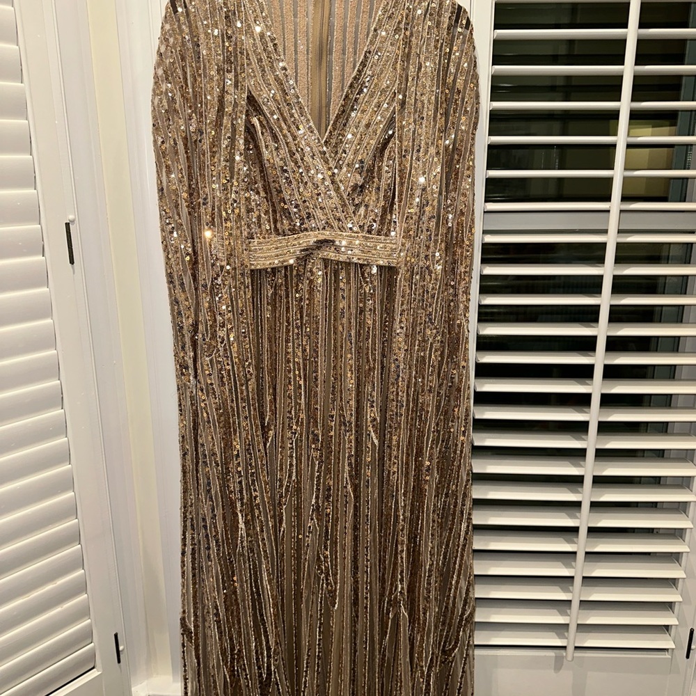 Elie Saab Sequin Embellished Cape Gown